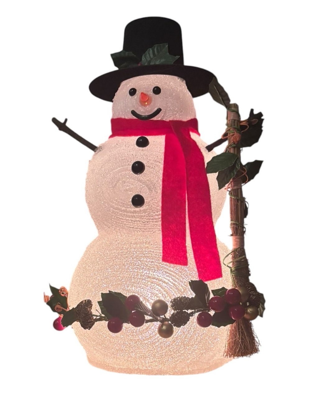 NIB Vintage Gemmy 90s North Pole Productions Crystal-Look Snowman with Light